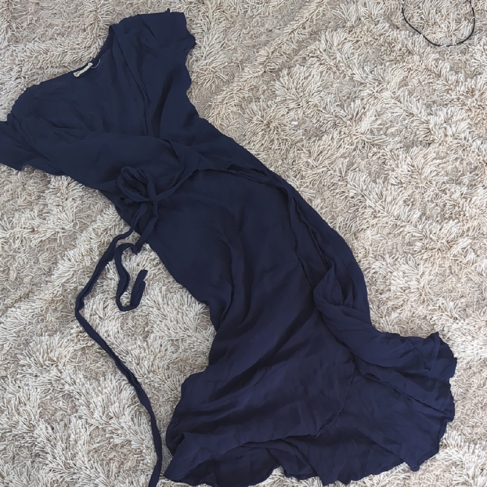 Elegant Navy Wrap Dress